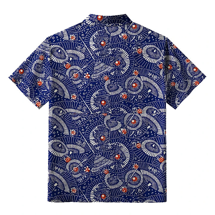 Japanese Retro Folding Fan Button-up Shirt