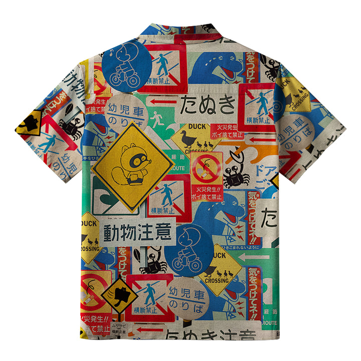 Playful Urban Sign Button-up Shirt