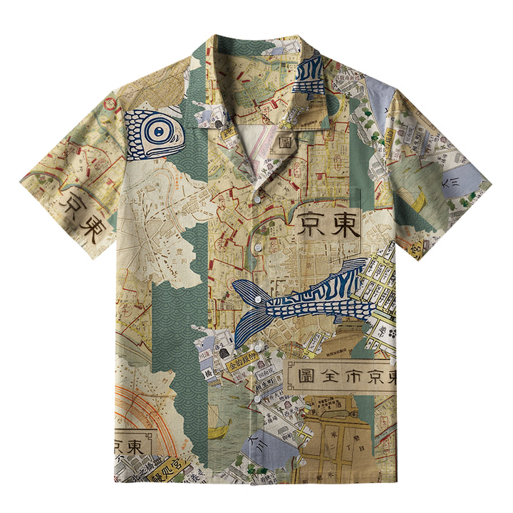 Old Tokyo Maps Aloha Hawaiian Shirt