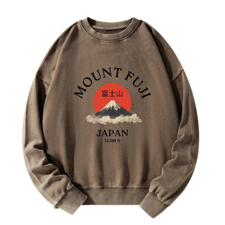 Japan Mount Fuji Sun Unisex Washed Sweatshirt