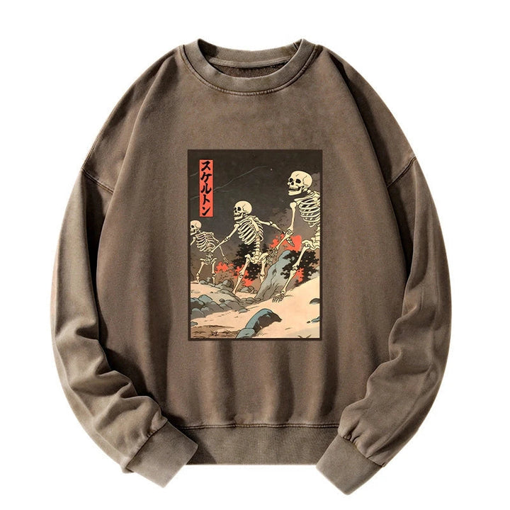 Japanese Rising Skeletons Washed Sweatshirt