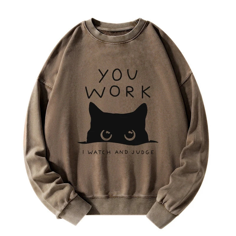 A Cat That Spies Washed Sweatshirt