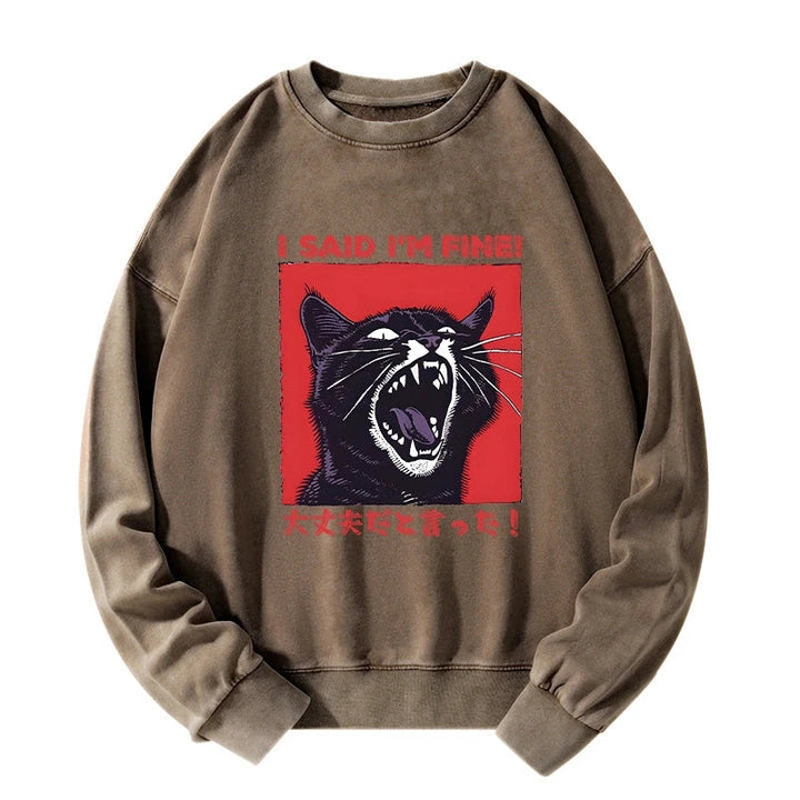 Angry Cat Japan Washed Sweatshirt