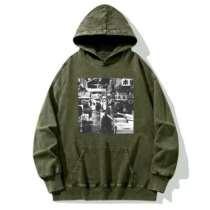 Tsukiji Fish Market Photo Washed Hoodie