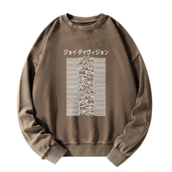 Funny Cat Davision Washed Sweatshirt