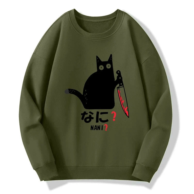 A Puzzled Cat Holding A Knife Sweatshirt