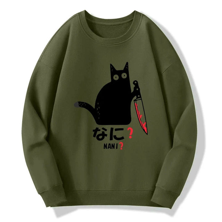 A Puzzled Cat Holding A Knife Sweatshirt
