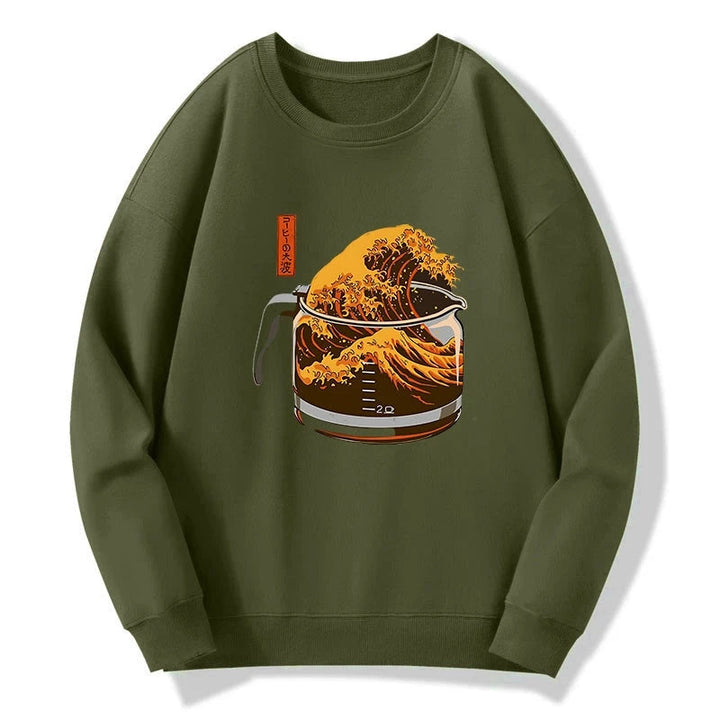 The Great Wave Of Coffee Japanese Sweatshirt