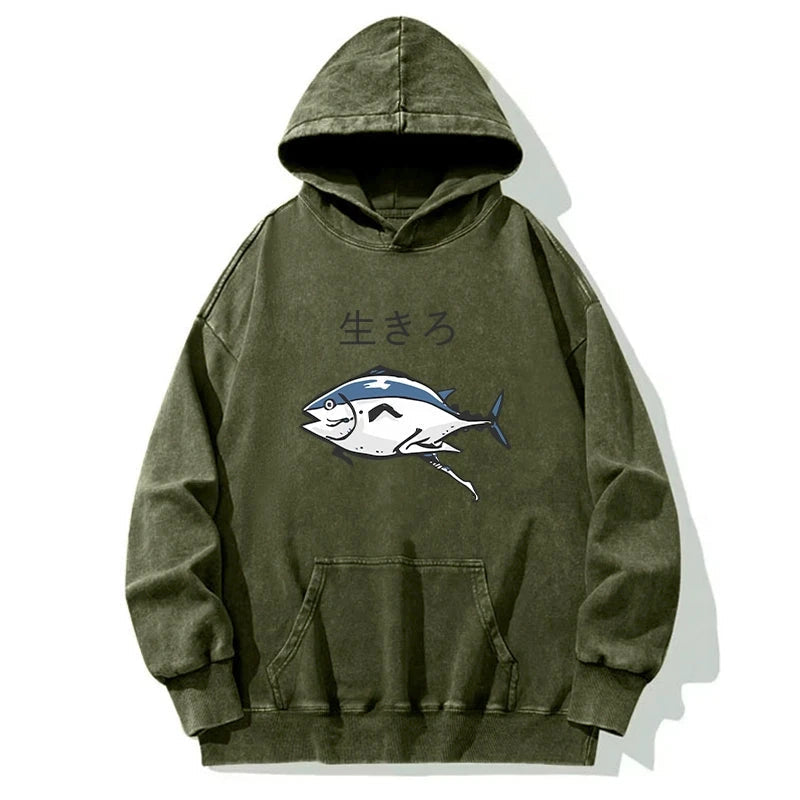 Running Fish Washed Hoodie