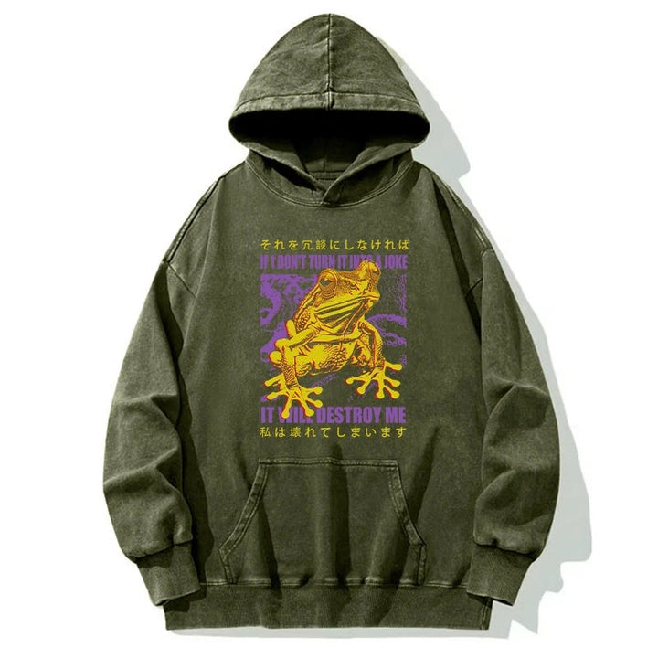 A Frog Prone To Emotional Breakdown Washed Hoodie