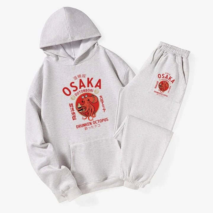 Drunken Octopus Japan Fleece Lined Hoodie Set