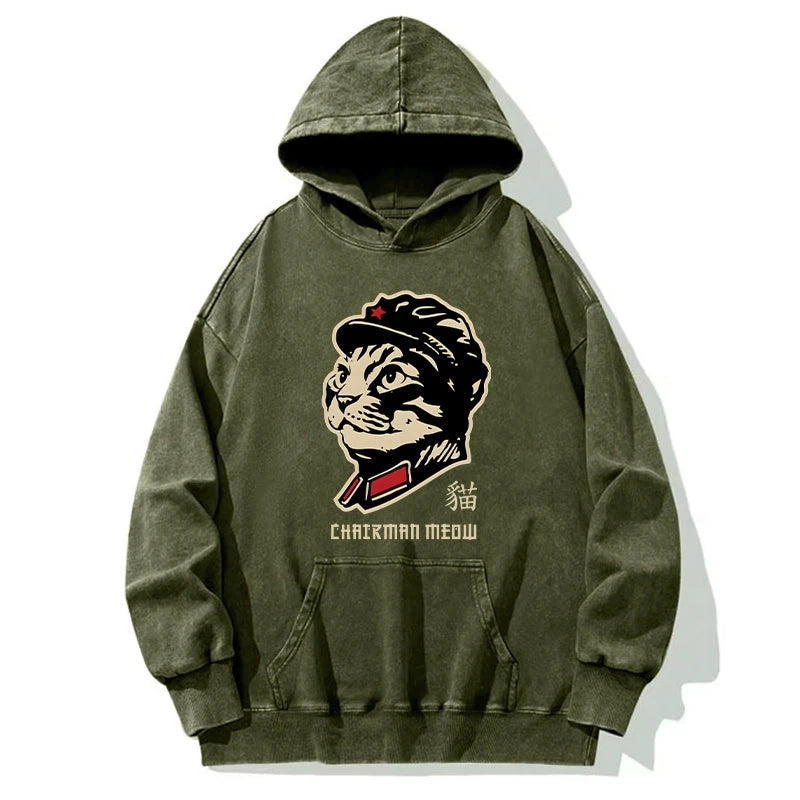 Chinese Spirit Cat Washed Hoodie