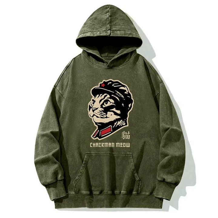 Chinese Spirit Cat Washed Hoodie
