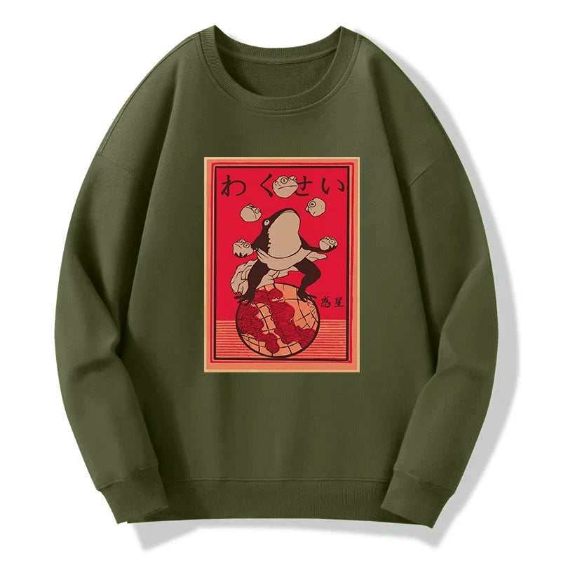 Wakusei Frog Funny Sweatshirt