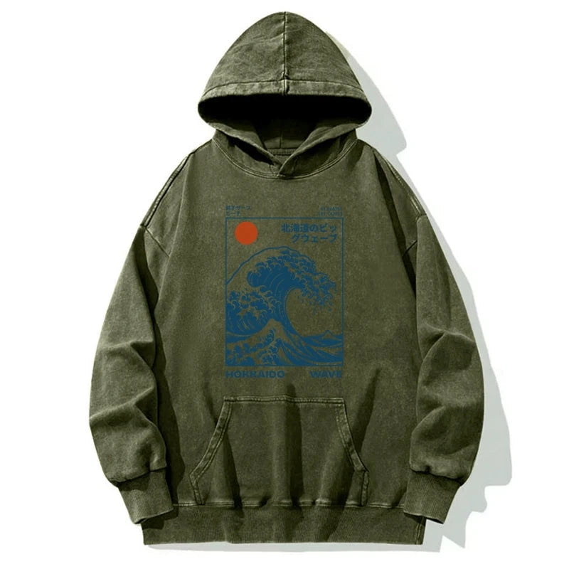 Hokkaido Wave Japan Washed Hoodie