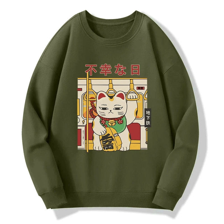 Lucky Cat Who Doesn't Want To Work Sweatshirt