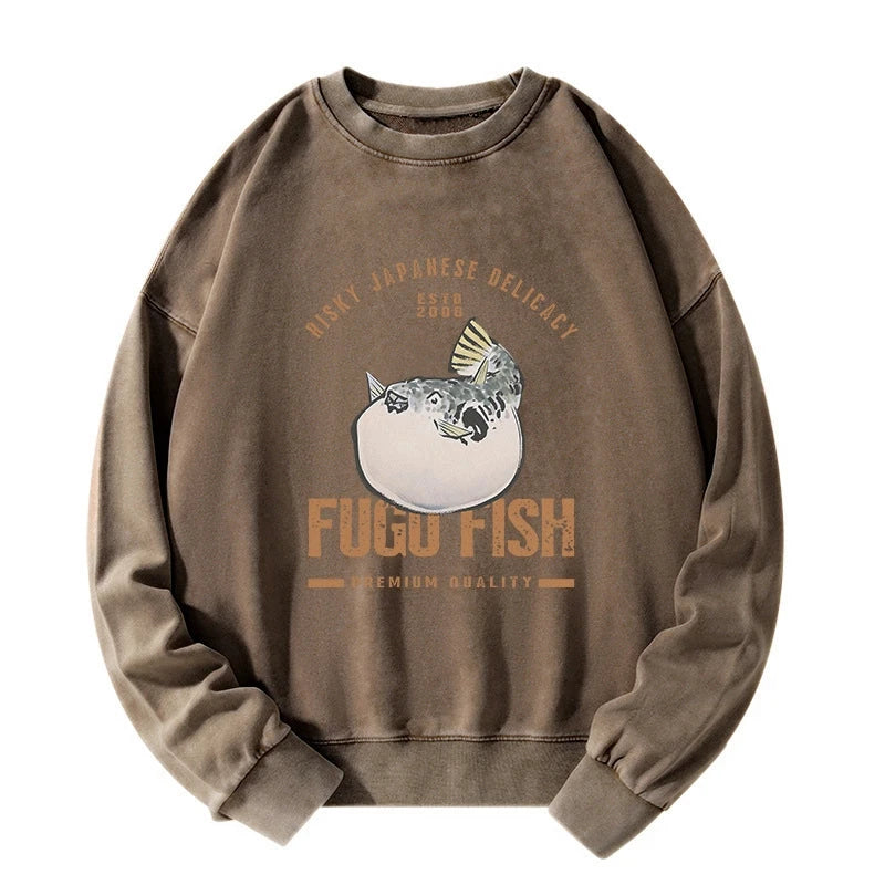 Fugu Fish Japanese Washed Sweatshirt