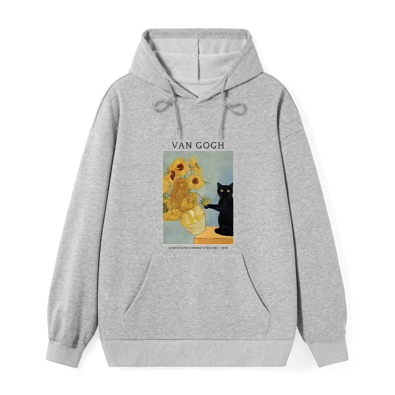 Black Cat With Sunflowers Classic Hoodie