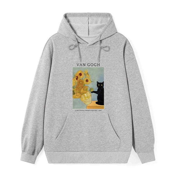 Black Cat With Sunflowers Classic Hoodie