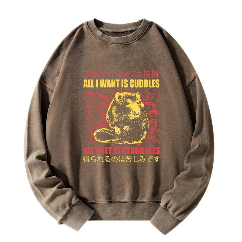 All I Want Is Cuddles Washed Sweatshirt