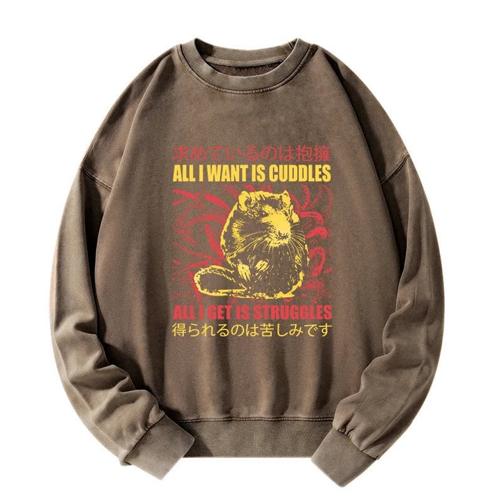 All I Want Is Cuddles Washed Sweatshirt