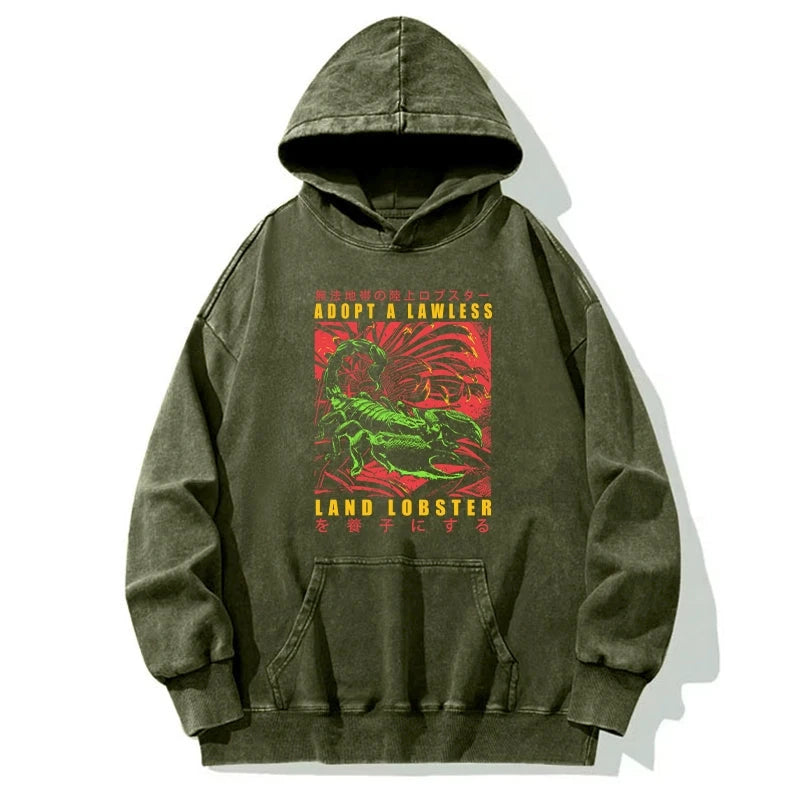 Adopting A Land Lobster Japanese Washed Hoodie