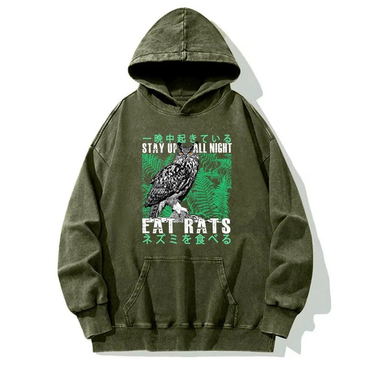 Owls Prey On Rats At Night Washed Hoodie