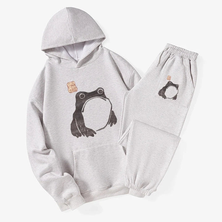 Matsumoto Hoji Woodblock Print Frog Fleece Lined Hoodie Set