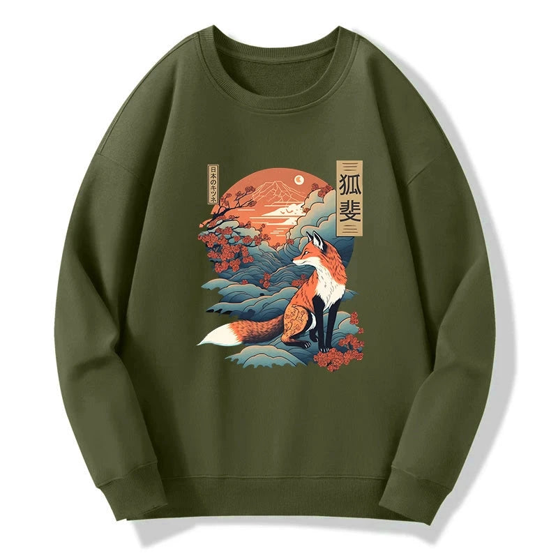 Japanese Kitsune Fox Sakura Sweatshirt