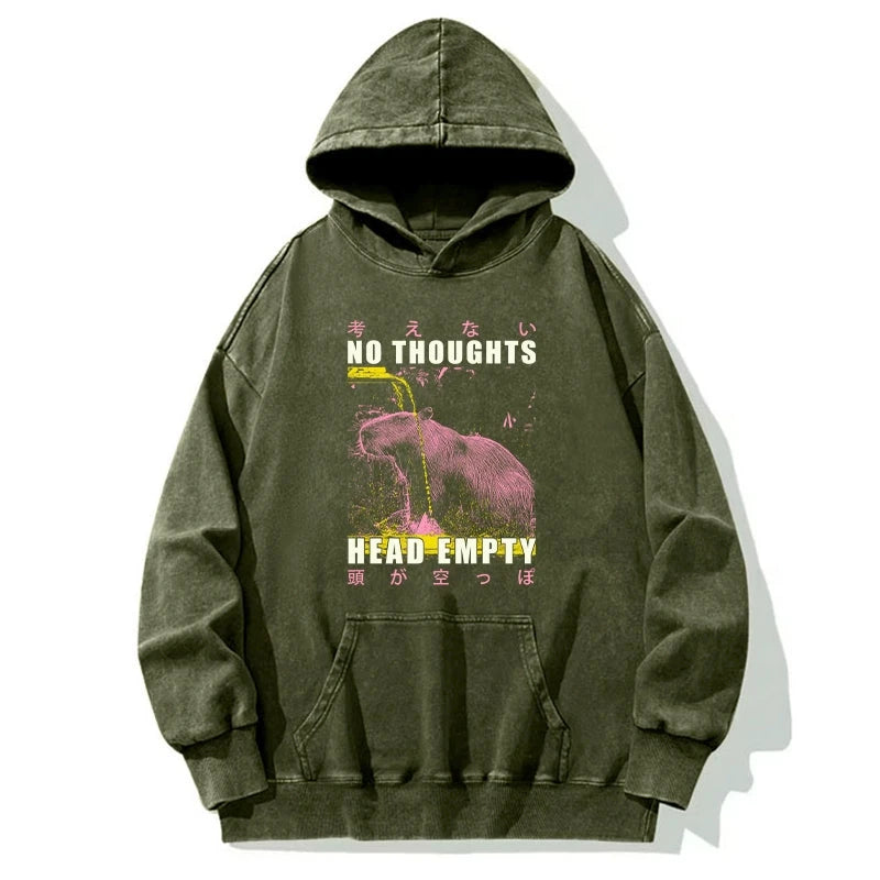 No Thoughts Head Empty Washed Hoodie