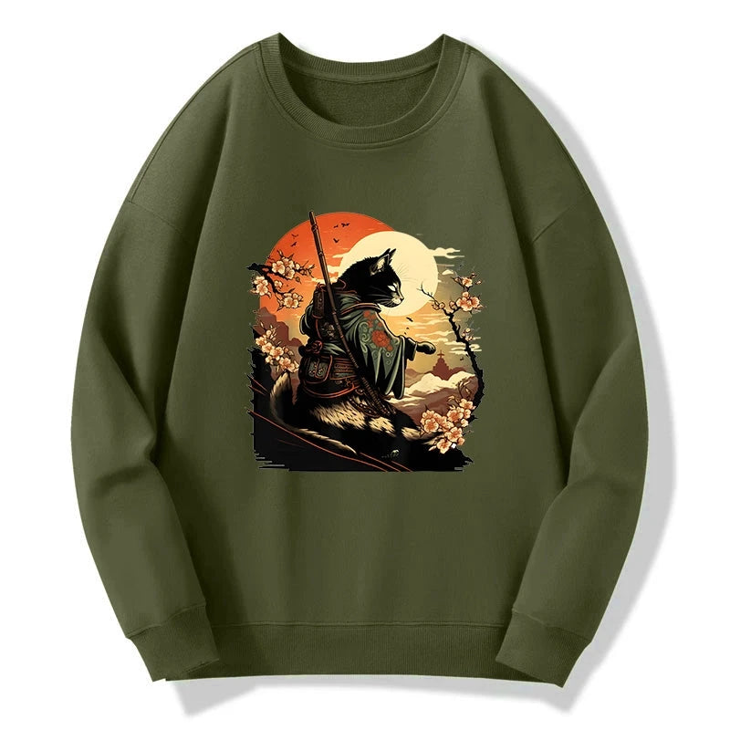 Cat Ninja Ukiyo-e Anime Style Samurai Sweatshirt