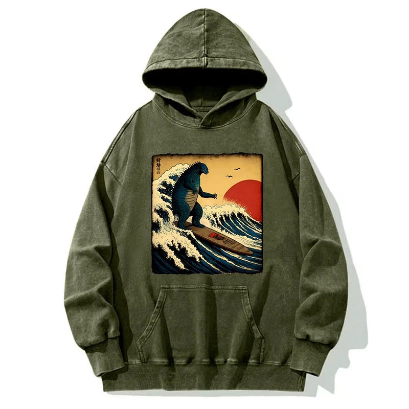 The Great Wave Washed Hoodie