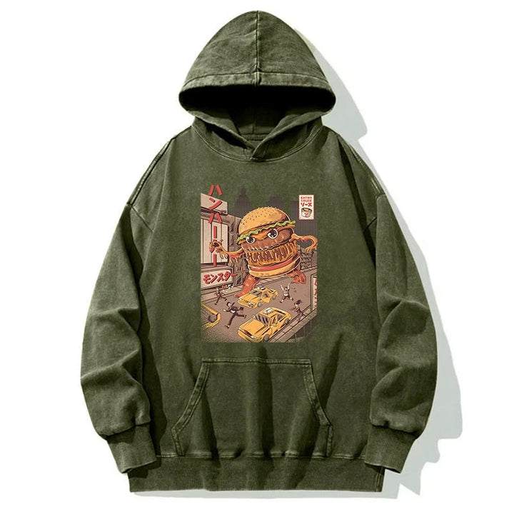 The Great Burger Kaiju Japanese Washed Hoodie