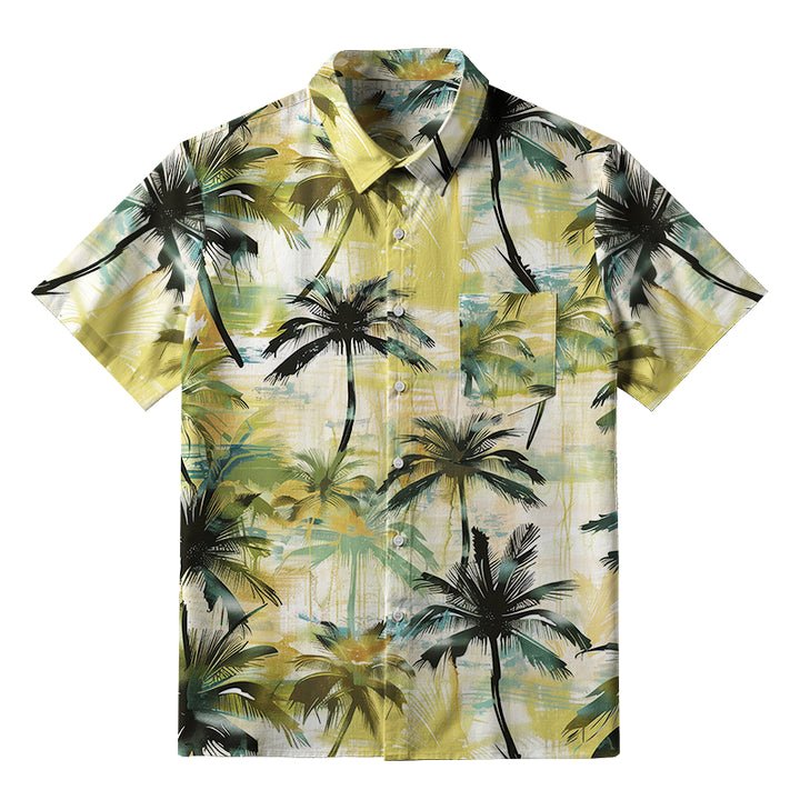 Palm Tree Print Button-up Shirt
