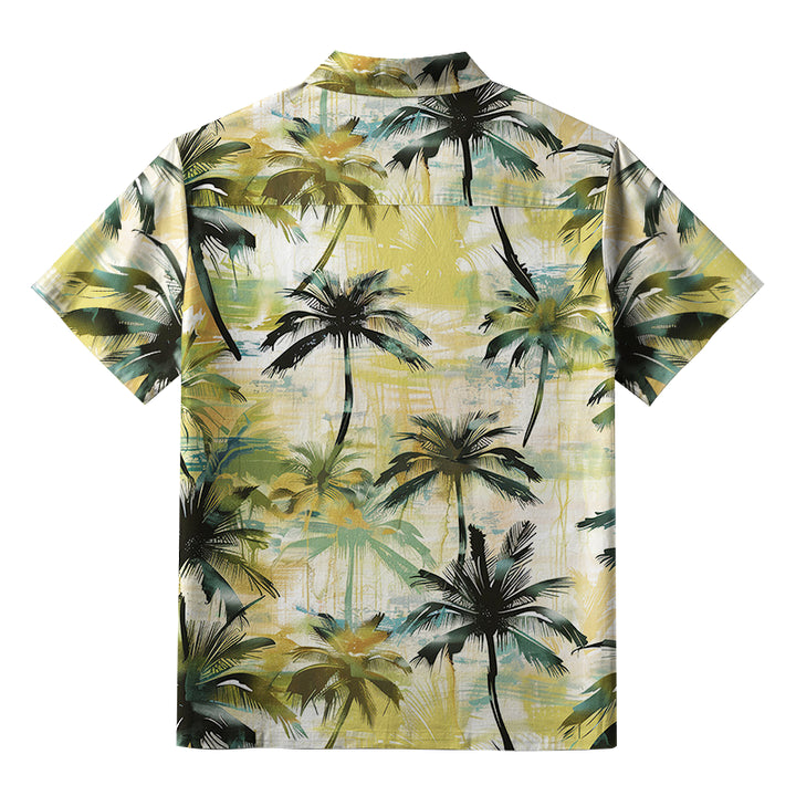 Palm Tree Print Button-up Shirt
