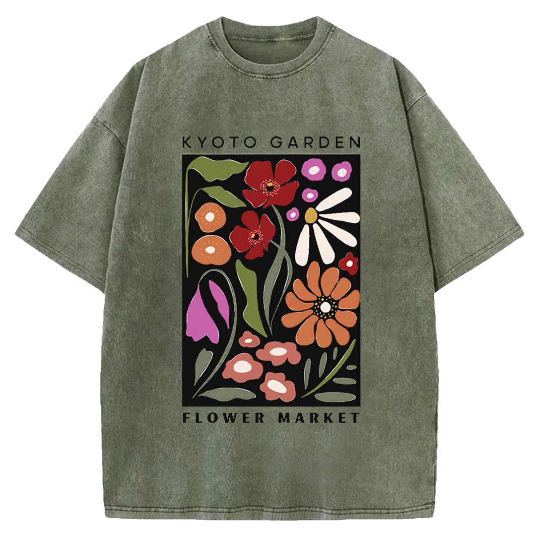 Vintage Flower Market Washed Crew Neck T-Shirt