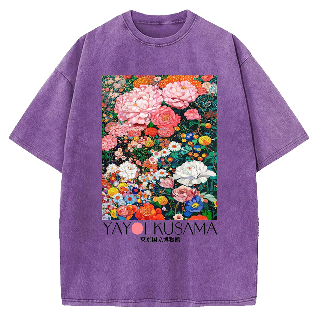 Yayoi Kusama Flower Vintage Washed Crew Neck T-Shirt