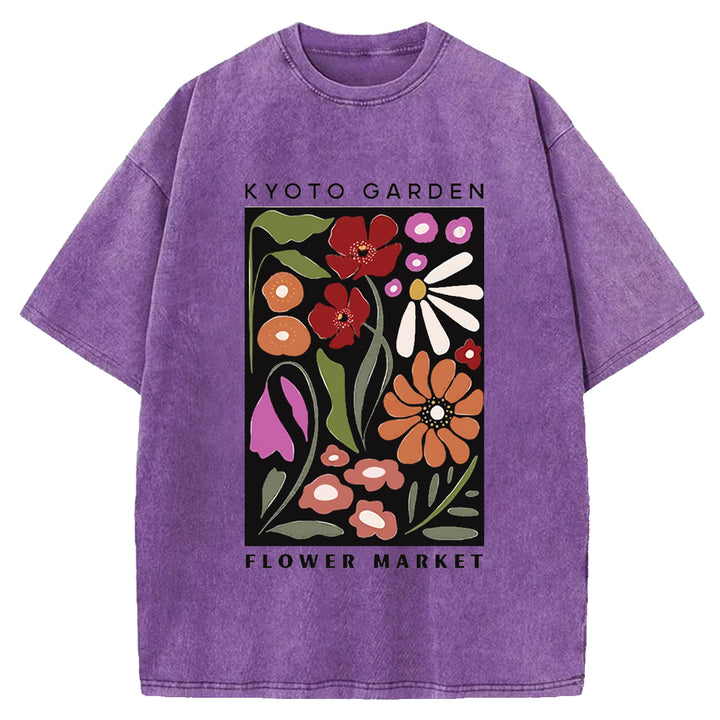 Vintage Flower Market Washed Crew Neck T-Shirt