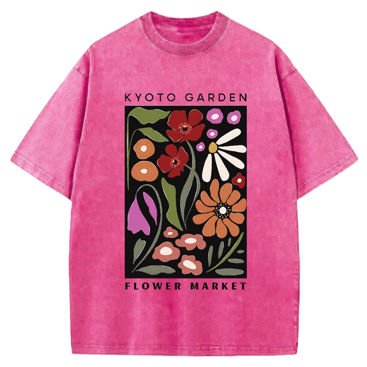 Vintage Flower Market Washed Crew Neck T-Shirt
