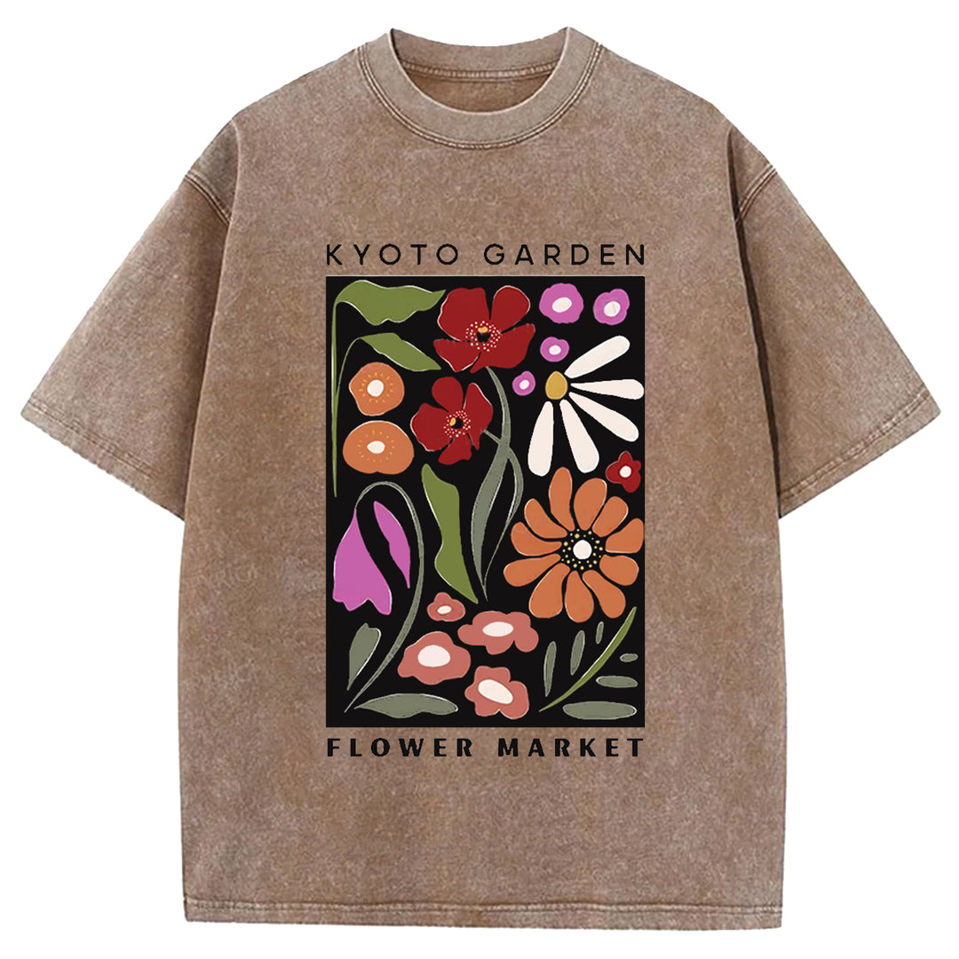 Vintage Flower Market Washed Crew Neck T-Shirt