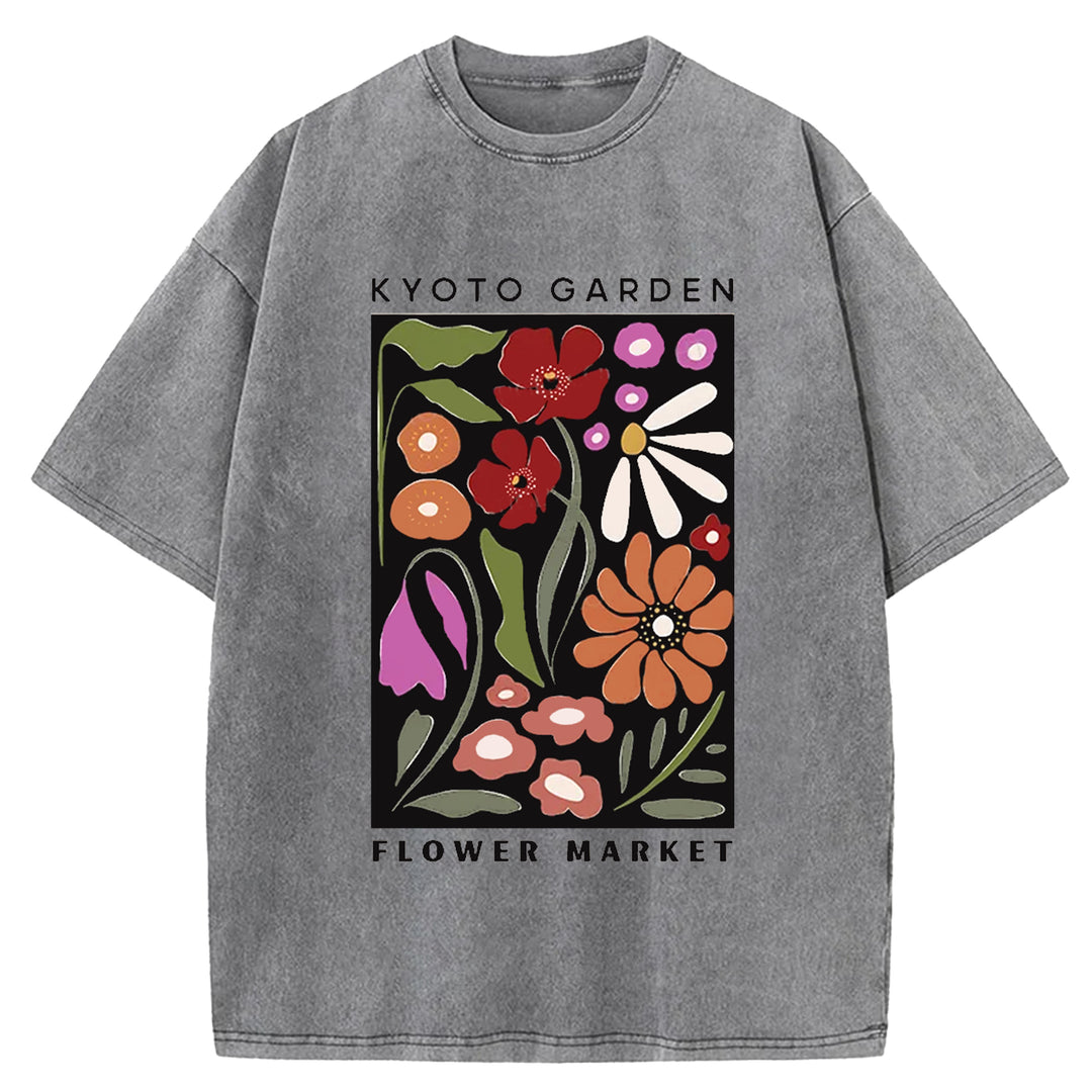 Vintage Flower Market Washed Crew Neck T-Shirt