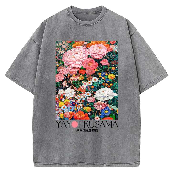 Yayoi Kusama Flower Vintage Washed Crew Neck T-Shirt