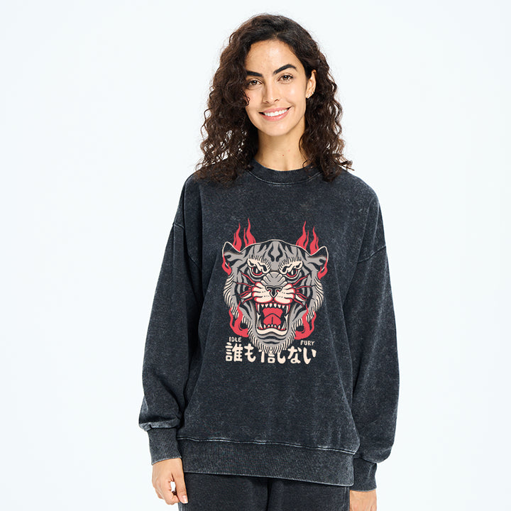 Japanese Tiger Fire Washed Sweatshirt