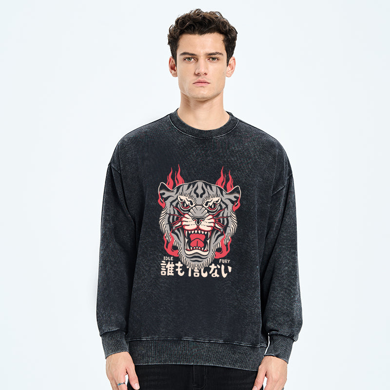 Japanese Tiger Fire Washed Sweatshirt