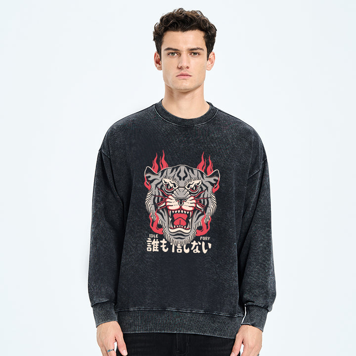 Japanese Tiger Fire Washed Sweatshirt