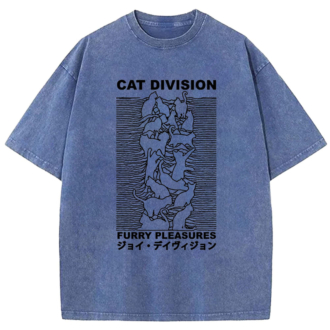 CAT DIVISION FURRY PLEASURES Washed Crew Neck T-Shirt