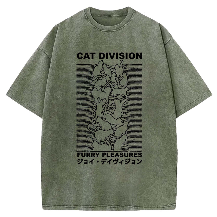 CAT DIVISION FURRY PLEASURES Washed Crew Neck T-Shirt