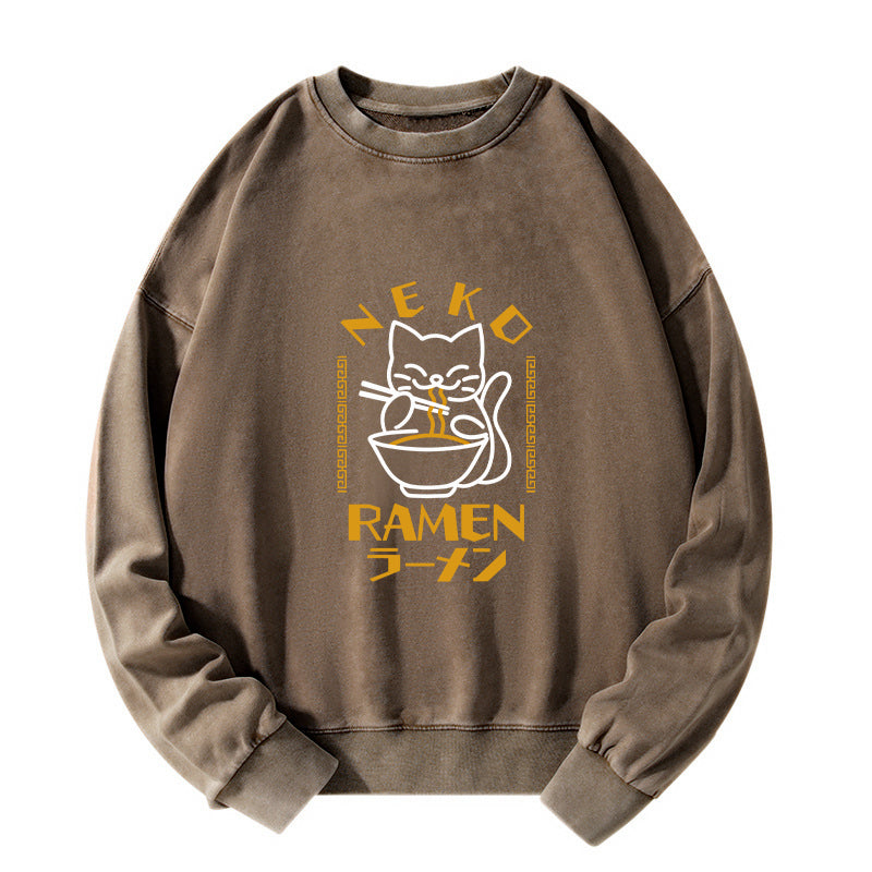 Cat Obsessed With RamenWashed Sweatshirt