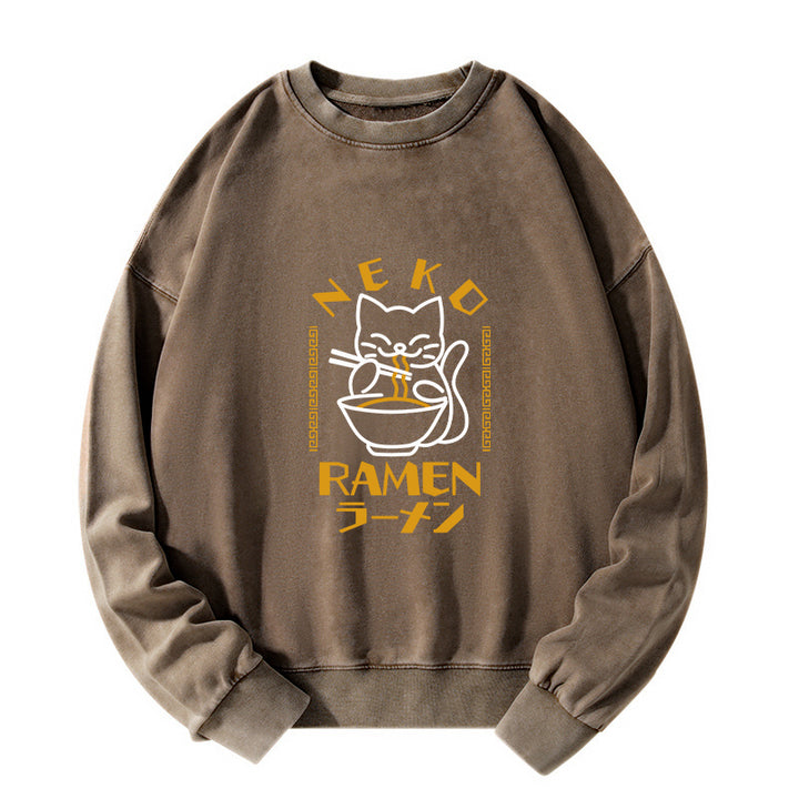 Cat Obsessed With RamenWashed Sweatshirt