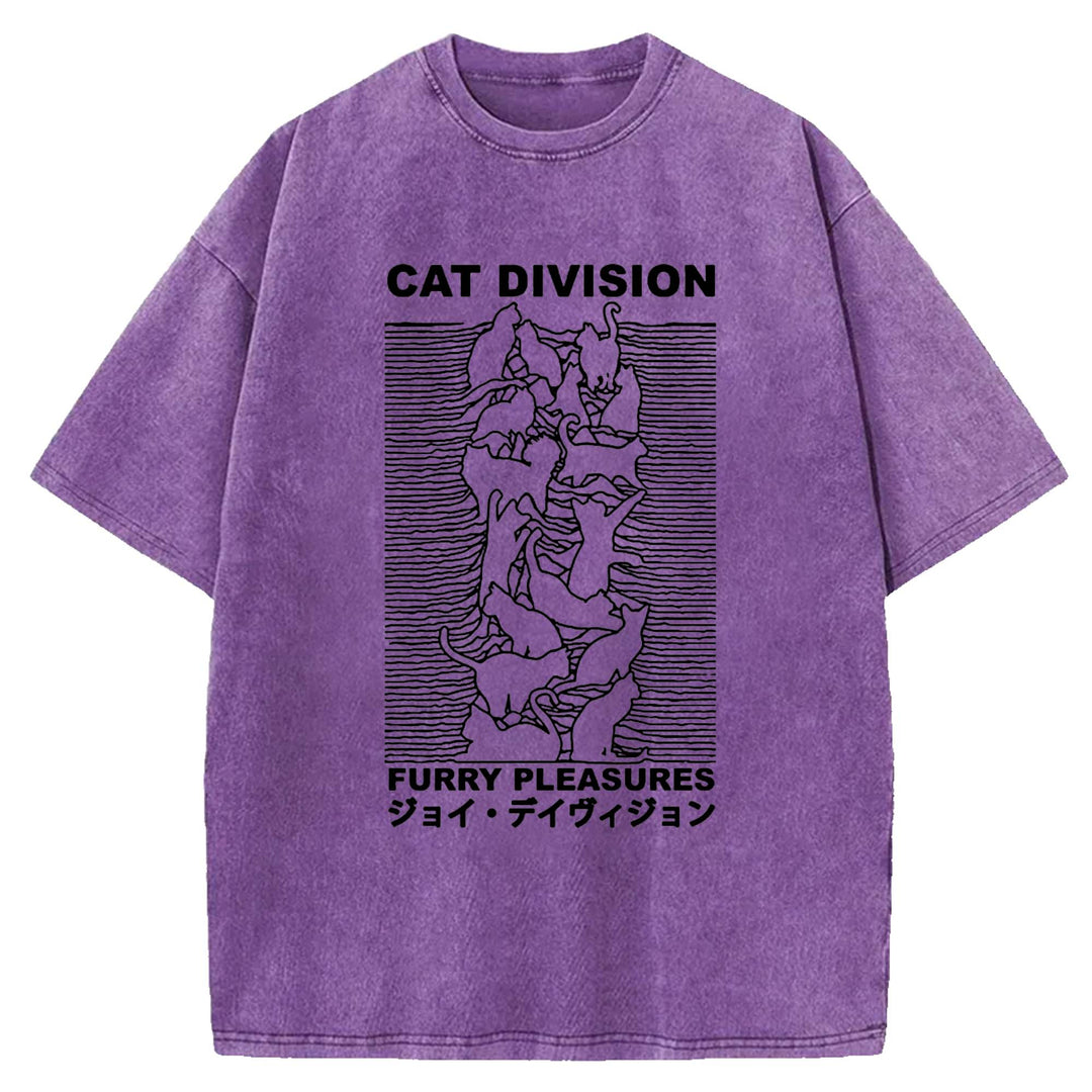 CAT DIVISION FURRY PLEASURES Washed Crew Neck T-Shirt